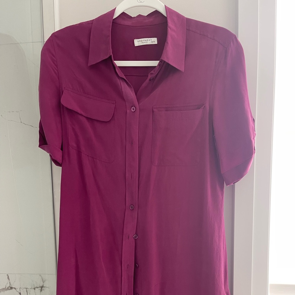 Equipment shirt dress 100% silk Size XS- Burgundy color